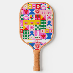 Farbenfrohe Bauhaus Geometric Pickleball Paddle