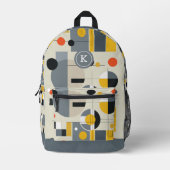 Farbenfrohe Bauhaus geometrische Muster monogramm Bedruckter Rucksack (Vorderseite)