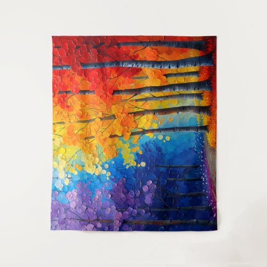 Farbenfrohe Baum Kunst Wandteppich (Vorderseite)