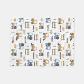 Farbenfrohe Baumaschinen Muster Fleecedecke (Vorderseite (Horizontal))