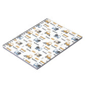 Farbenfrohe Baumaschinen Muster Notizblock (Linke Seite)