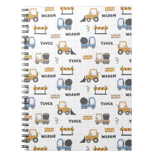 Farbenfrohe Baumaschinen Muster Notizblock (Vorderseite)