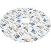 Farbenfrohe Baumaschinen Muster Polyester Weihnachtsbaumdecke (Schrägansicht)