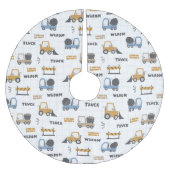 Farbenfrohe Baumaschinen Muster Polyester Weihnachtsbaumdecke (Vorderseite)