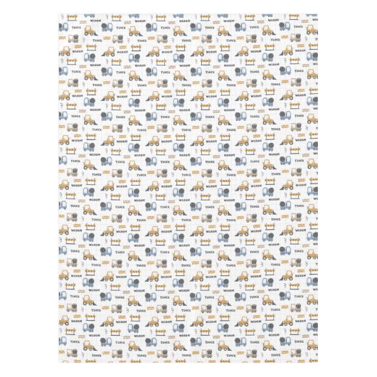 Farbenfrohe Baumaschinen Muster Tischdecke (Vorderseite)