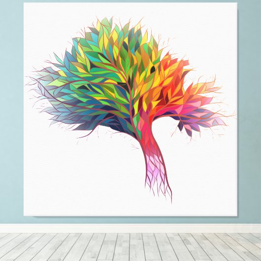 Farbenfrohe Baumburst Leinwanddruck (Insitu (Holzboden))
