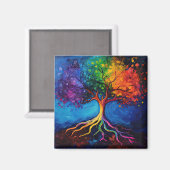 Farbenfrohe Bäume des Lebens Wurzeln Wissen Weishe Magnet (Vorderseite/Rückseite)