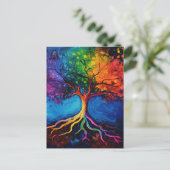 Farbenfrohe Bäume des Lebens Wurzeln Wissen Weishe Postkarte (Stehend Vorderseite)