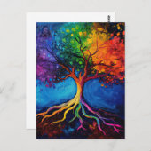 Farbenfrohe Bäume des Lebens Wurzeln Wissen Weishe Postkarte (Vorne/Hinten)