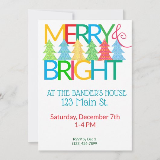 Farbenfrohe Bäume Feiertag Einladung (Vorderseite)