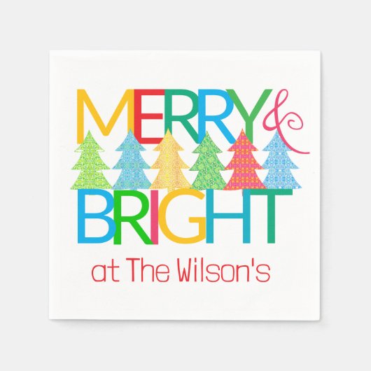 Farbenfrohe Bäume Holiday Napkins Serviette (Vorderseite)