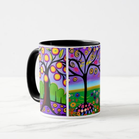 Farbenfrohe Bäume | Kunst des Volkes | KI Art Tasse (Vorderseite Links)