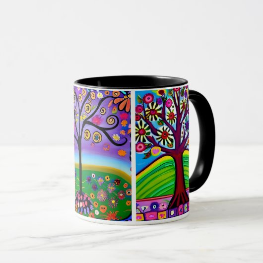 Farbenfrohe Bäume | Kunst des Volkes | KI Art Tasse (VorderseiteRechts)