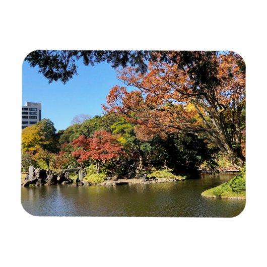 Farbenfrohe Bäume Landschaft im japanischen Garten Magnet (Horizontal)