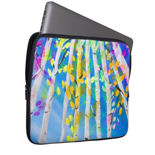 Farbenfrohe Bäume mit Neon-Blätter Laptopschutzhülle (Vorne Rechts)