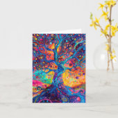 Farbenfrohe Bäume Regenbogen Ruhe Natur Kunst Karte (Gelbe Blume)