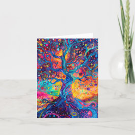 Farbenfrohe Bäume Regenbogen Ruhe Natur Kunst Karte