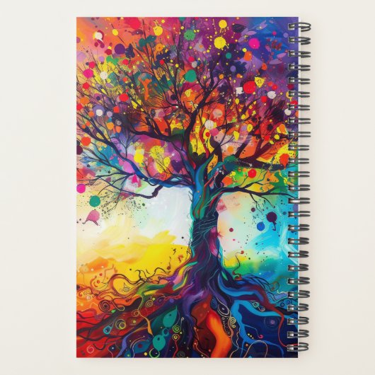 Farbenfrohe Bäume Regenbogen Ruhe Natur Kunst Planer (Rückseite)