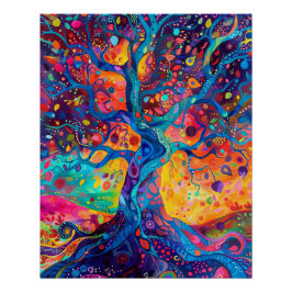 Farbenfrohe Bäume Regenbogen Ruhe Natur Kunst Poster