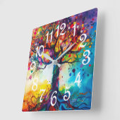 Farbenfrohe Bäume Regenbogen Ruhe Natur Kunst Quadratische Wanduhr (Winkel)