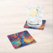 Farbenfrohe Bäume Regenbogen Ruhe Natur Kunst Rechteckiger Pappuntersetzer (Vor Ort)