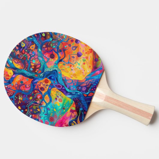 Farbenfrohe Bäume Regenbogen Ruhe Natur Kunst Tischtennis Schläger (Seitenansicht)
