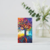 Farbenfrohe Bäume Regenbogen Ruhe Natur Kunst Visitenkarte (Stehend Vorderseite)