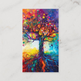 Farbenfrohe Bäume Regenbogen Ruhe Natur Kunst Visitenkarte