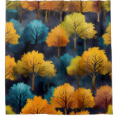 Farbenfrohe Bäume - Set mit Leaf-Muster Duschvorhang (Vorderseite)