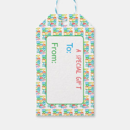 Farbenfrohe Bäume Weihnachtsgeschenk Tag Geschenkanhänger