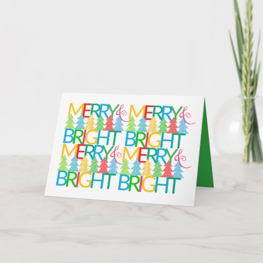 Farbenfrohe Bäume Weihnachtskarte Feiertagskarte (Vorderseite)