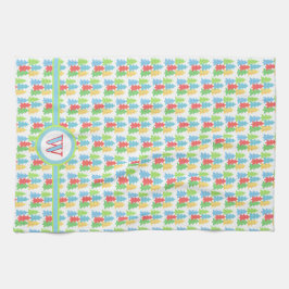 Farbenfrohe Bäume Weihnachtsküche Handtuch