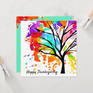 Farbenfrohe Baumhappy Thanksgiving Typografie-Kart