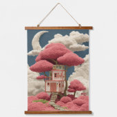 Farbenfrohe Baumhausgestaltung Wandteppich Mit Holzrahmen (Vorderseite)