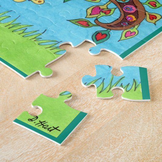 Farbenfrohe Baumkatzen Blume Niedlicher Cooler Car Puzzle (Seite)