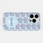 Farbenfrohe Baumkronenmuster Pastel Blu Monogram iPhone Hülle (Rückseite (Horizontal))