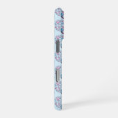 Farbenfrohe Baumkronenmuster Pastel Blu Monogram iPhone Hülle (Rechte Seite)