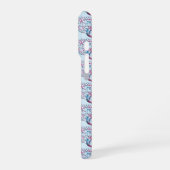 Farbenfrohe Baumkronenmuster Pastel Blu Monogram iPhone Hülle (Linke Seite)