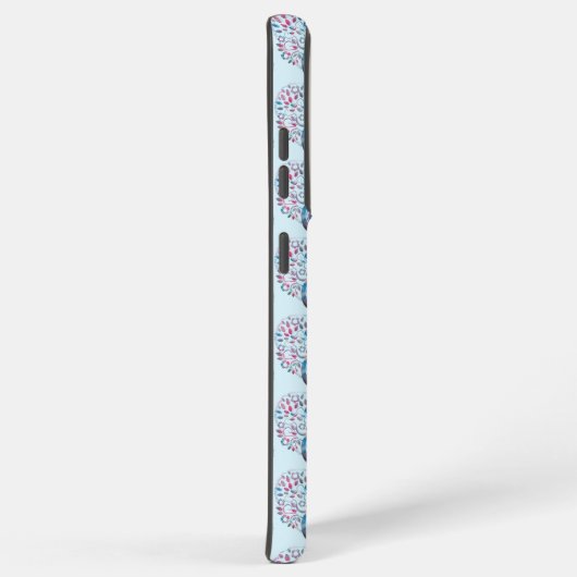 Farbenfrohe Baumkronenmuster Pastel Blu Monogram Samsung Galaxy Hülle (Rechte Seite)