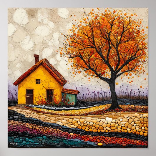 Farbenfrohe Baumlandschaft Poster (Vorne)