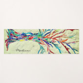 Farbenfrohe Baummonogramm Name Grüner Zen Yogamatte (Vorderseite (Horizontal))