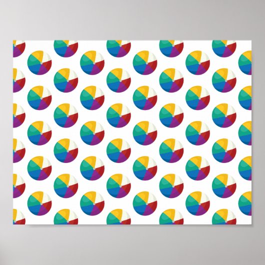 Farbenfrohe Beach Ball Sommermuster Poster (Vorne)