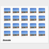 Farbenfrohe Beach Huts Square Sticker (Blatt)