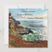 Farbenfrohe Beach Lighthouse Einladung zur Hochzei (Vorderseite)