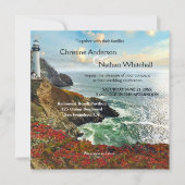 Farbenfrohe Beach Lighthouse Einladung zur Hochzei (Vorderseite)