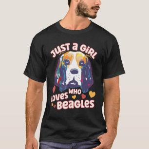Farbenfrohe Beagle Hund für Mädchen Frauen Teens,  T-Shirt