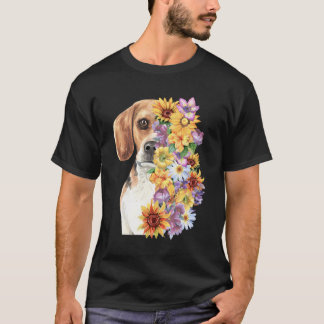 Farbenfrohe Beagle Mama Blume Sonnenblume T-Shirt