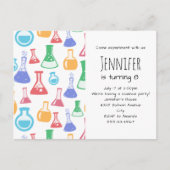 Farbenfrohe Beakers und Flasken-Wissenschaftsmuste Einladungspostkarte (Vorderseite)