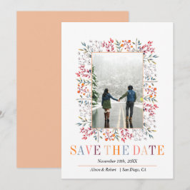 Farbenfrohe Beeren und Blätter Save The Date