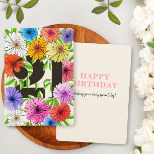 Farbenfrohe Bege Blumen Geburtstagskarte zum 21.
